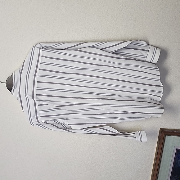 Manhattan Men Dress White Striped Tallman Long Sleeve Made in USA - Picture 7 of 8